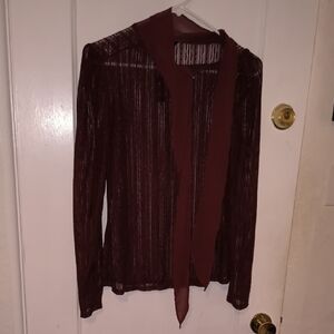 NWT RW&CO. | Burgundy Sheer Blouse
